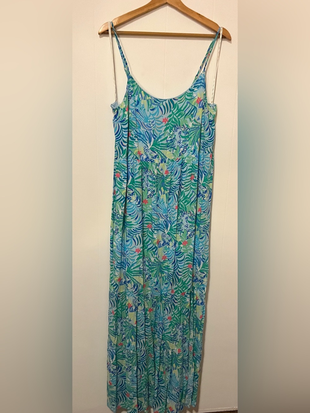 Lilly Pulitzer Aqua and Green Tropical Print Swim Cover-Up Dress